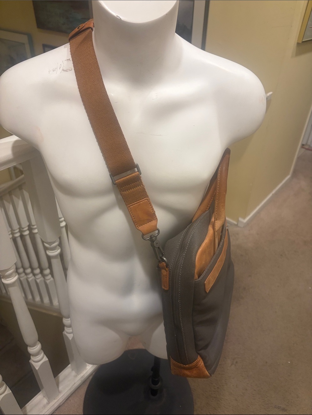 Samsonite Red Men's Canvas Messenger Crossbody in Gray and Tan